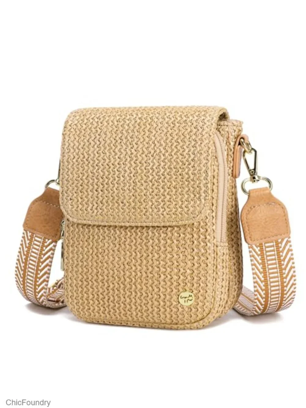 Faux Straw Crossbody Bag Small RFID Woven Phone Purse Summer Beach Travel